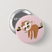 Faultier, niedliches Faultier, Tierdarstellung Button (Vorne & Hinten)