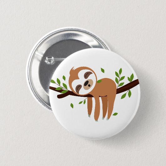 Faultier, niedliches Faultier, Tierdarstellung Button (Vorne & Hinten)