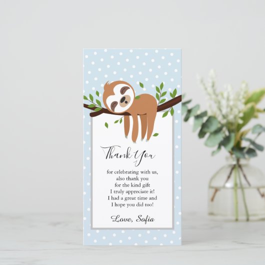 Faultier, niedliches Faultier, Tierdarstellung Dankeskarte (Stehend Vorderseite)