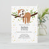 Faultier, niedliches Faultier, Tierdarstellung Einladung (Stehend Vorderseite)