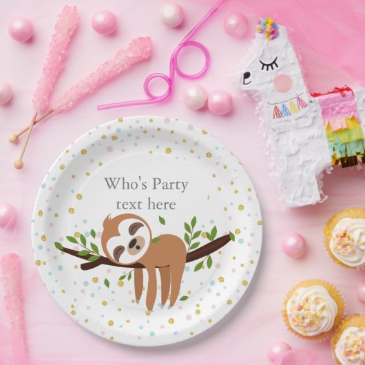 Faultier, niedliches Faultier, Tierdarstellung Pappteller (Party)