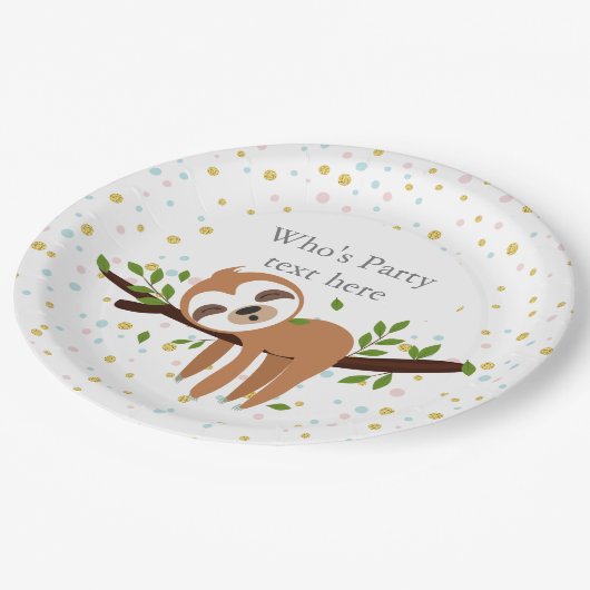 Faultier, niedliches Faultier, Tierdarstellung Pappteller (Schrägansicht)