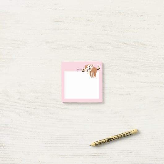 Faultier, niedliches Faultier, Tierdarstellung Post-it Klebezettel (Auf Schreibtisch)