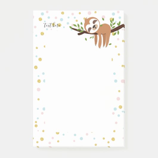 Faultier, niedliches Faultier, Tierdarstellung Post-it Klebezettel (Vorderseite)