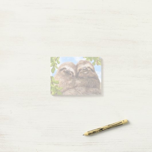 Faultier-Pärchen Post-it Klebezettel (Auf Schreibtisch)
