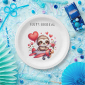 Faultier-Pilot-Geburtstag Pappteller (Party)