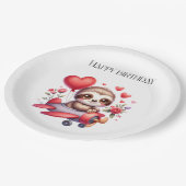 Faultier-Pilot-Geburtstag Pappteller (Schrägansicht)