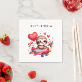 Faultier-Pilot-Geburtstag Serviette (Beispiel)