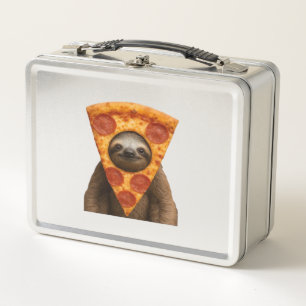 Faultier Pizza lustiger verrückter Streich Meme sü Metall Brotdose