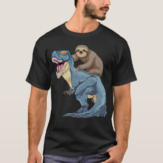 Faultier reitet auf Dinosaurier T-Rex Lustiges fau T-Shirt