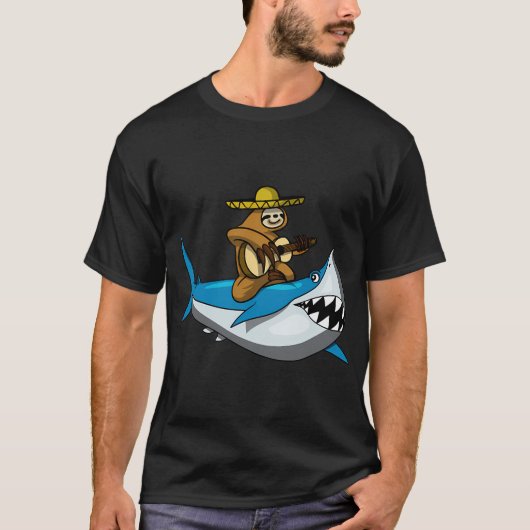 Faultier reitet auf Hai T-Shirt (Vorderseite)