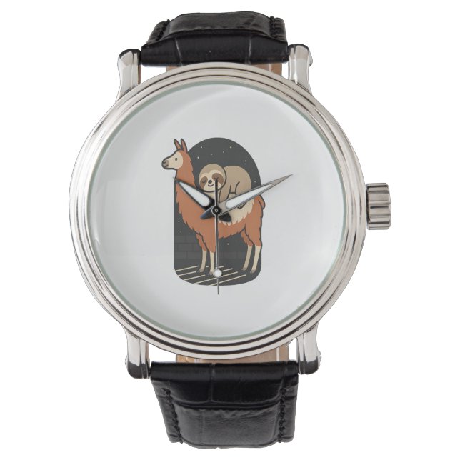 Faultier reitet Lama Armbanduhr (Vorderseite)