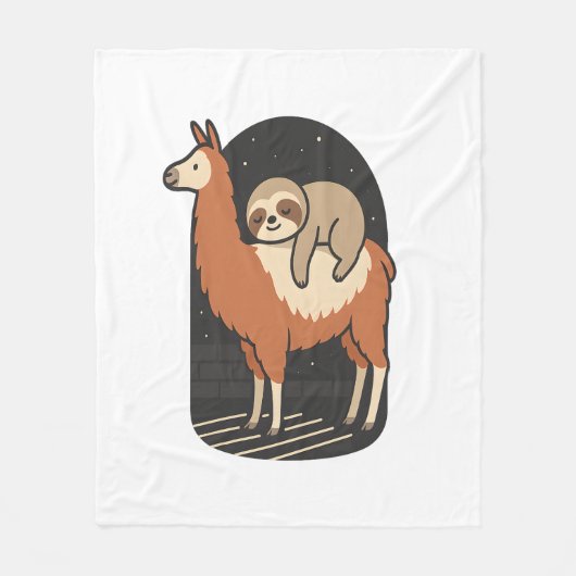 Faultier reitet Lama Fleecedecke (Vorderseite)