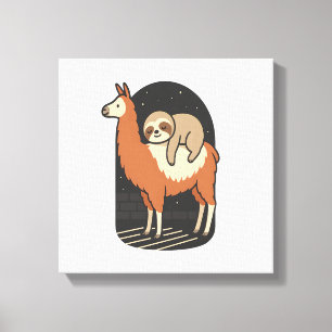Faultier reitet Lama Leinwanddruck