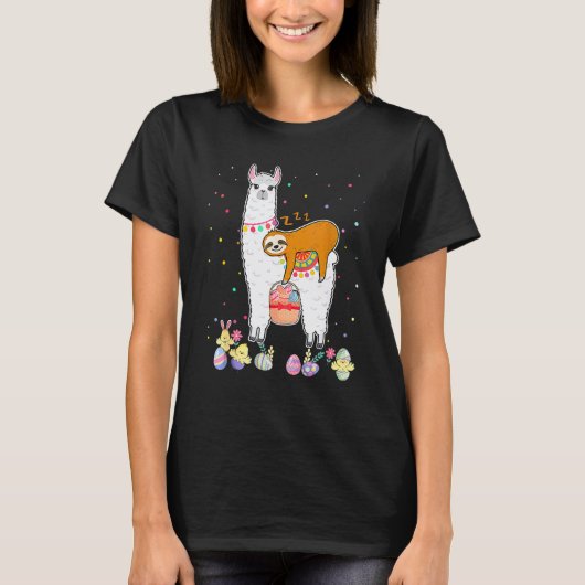 Faultier Reitet Llama Eggspert Oster-Eier-Suche T-Shirt (Vorderseite)