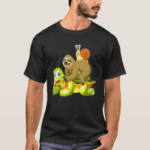 Faultier Reitet Schildkröte Schnecke Niedlich Lang T-Shirt