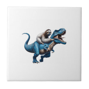 Faultier Reitet T-Rex Dinosaurier Liebhaber T-Shir Fliese