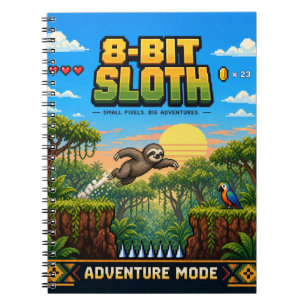 Faultier, Retro-8-Bit-Pixelkunst Notizblock