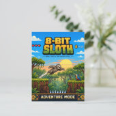 Faultier, Retro-8-Bit-Pixelkunst Postkarte (Stehend Vorderseite)