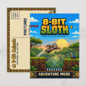Faultier, Retro-8-Bit-Pixelkunst Postkarte (Vorne/Hinten)