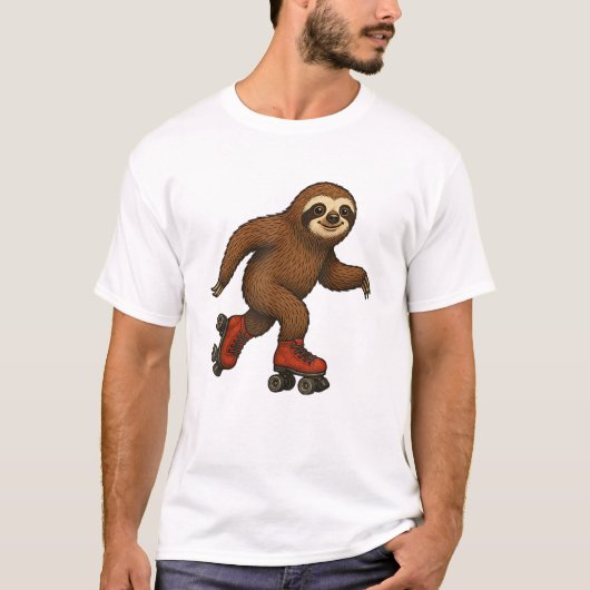 Faultier Rollerskates Skating T-Shirt (Vorderseite)