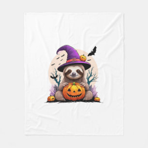 Faultier Rosa Hut Halloween Fleecedecke