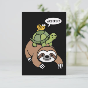 Faultier Schildkröte Schnecke Auf dem Rücken trage Einladung