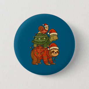 Faultier Schildkröte Schnecke Weihnachten Xmas  Button