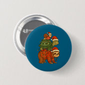 Faultier Schildkröte Schnecke Weihnachten Xmas Button (Vorne & Hinten)