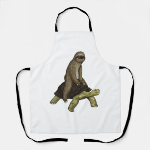 Faultier Schildkröte Shirt Faultier Reitet auf Lan Schürze