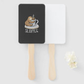 Faultier schläft bei einer Tasse Kaffee Lustiges F Fächer (Vorne und Hinten)