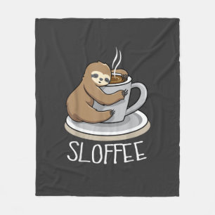 Faultier schläft bei einer Tasse Kaffee Lustiges F Fleecedecke