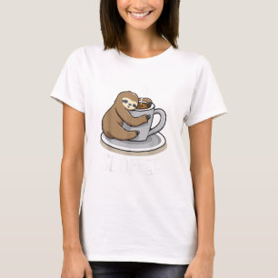 Faultier schläft bei einer Tasse Kaffee Lustiges F T-Shirt