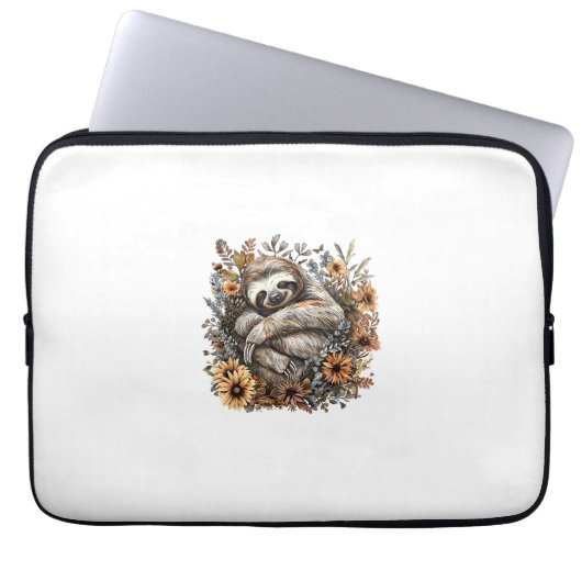 Faultier Schläft Blumen Faules Faultier Schlummert Laptopschutzhülle (Vorderseite)