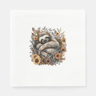 Faultier Schläft Blumen Faules Faultier Schlummert Serviette