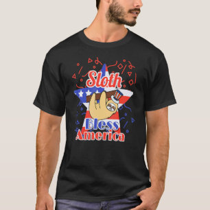 Faultier segne Amerika 4. Juli USA-Flagge T-Shirt