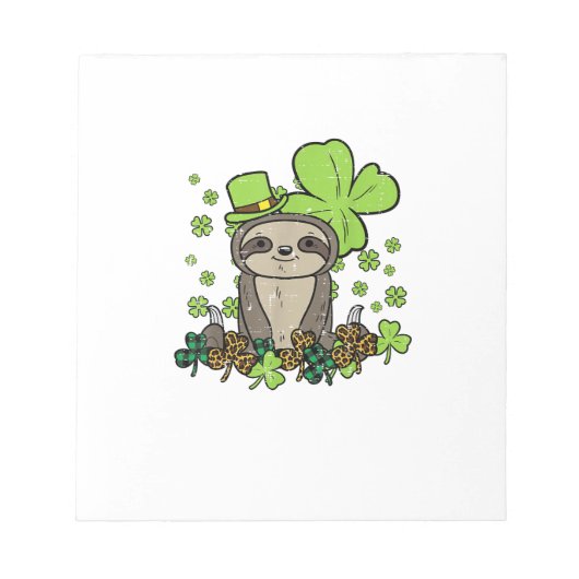 Faultier Shamrock Kariert Leopard St Patricks Day Notizblock (Vorderseite)