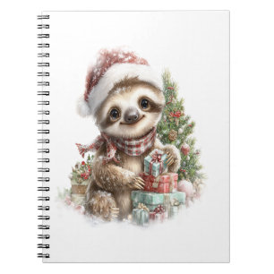 Faultier-Shirt Weihnachten Santa Hut Notizblock
