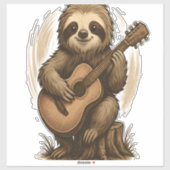 Faultier spielt Gitarre Aufkleber (Blatt)