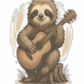 Faultier spielt Gitarre Aufkleber (Vorderseite)