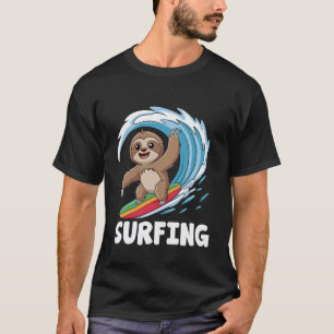 Faultier spielt Surfen Surfer Meer Welle Wasser T-Shirt
