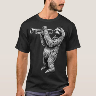 Faultier spielt Trompete Trompeter Instrument Musi T-Shirt
