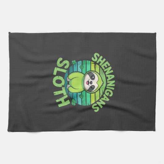 Faultier St Patricks Day Faultier Streiche Süße An Geschirrtuch (Horizontal)