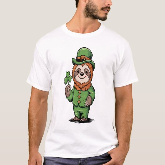 Faultier St. Patrick's Day Irisches Glück T-Shirt (Vorderseite)