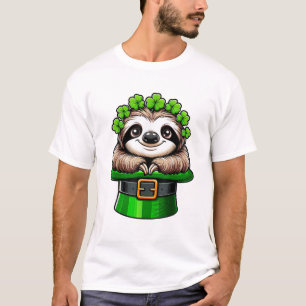 Faultier St Patricks Day Leprechaun Shamrock Irisc T-Shirt