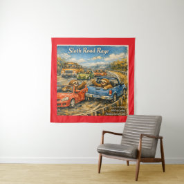Faultier-Straßen-Wut – Rockwell-inspirierte Wasser Wandteppich