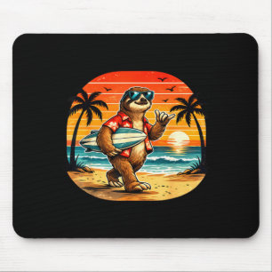 Faultier Surfer Hawaii Welle Surfen Strand Mousepad
