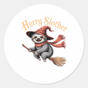 Faultier Süß Halloween Hexe Lustig Essential T-Shi Runder Aufkleber