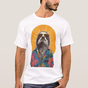 Faultier trägt Sonnenbrille Hawaiianischer Vintage T-Shirt