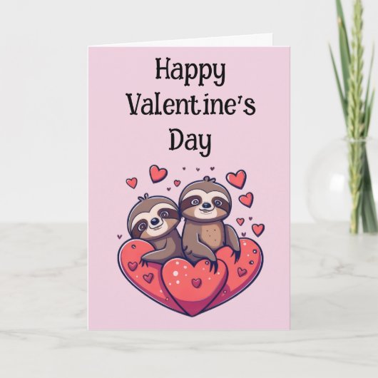 Faultier-Valentinstag Karte (Vorderseite)
